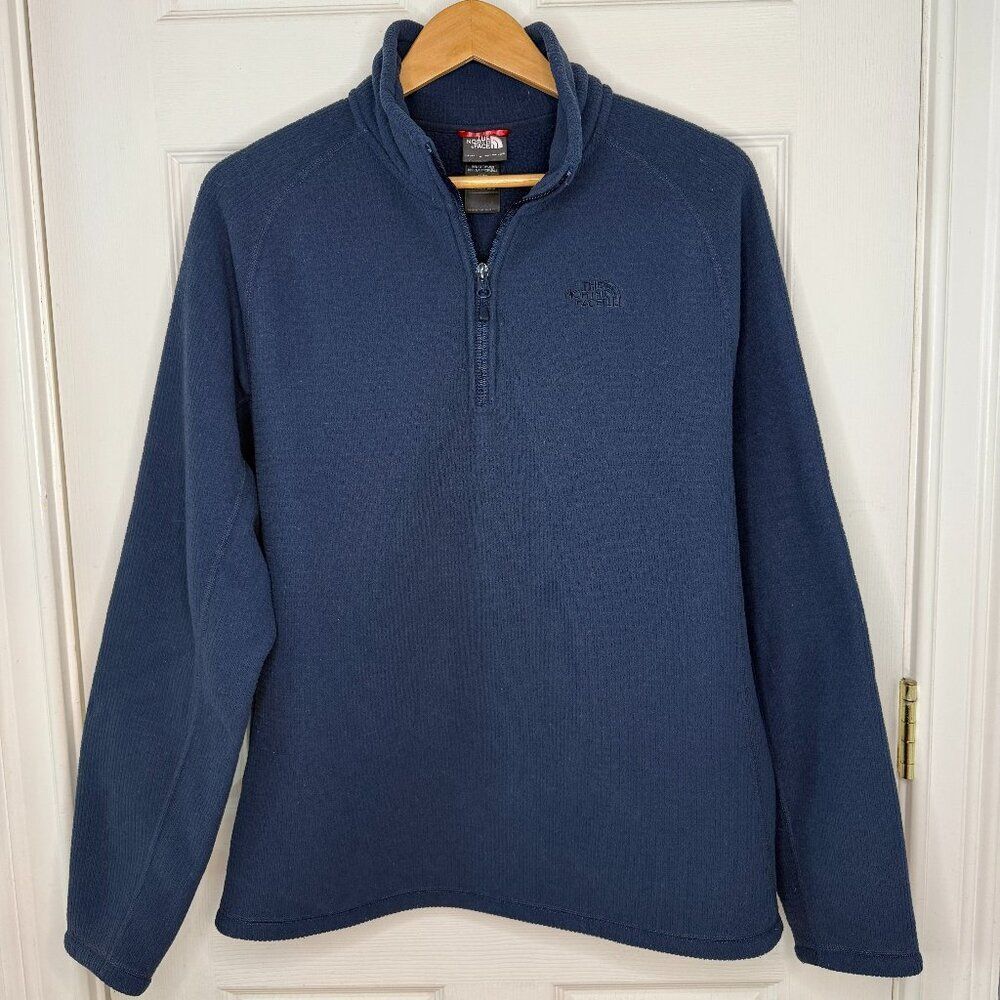The North Face Blue Waffle Knit Quarter-Zip Pullover Size Medium